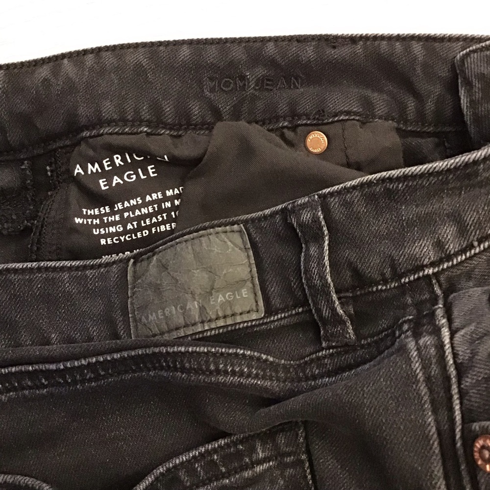 American Eagle 12 Mom Jeans Womens High Rise Distressed Faded Black Strigid 2024 - Picture 10 of 13
